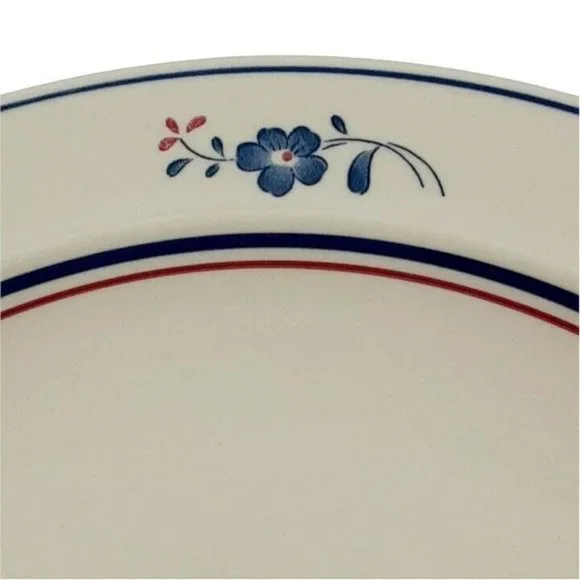 Stockholm Red Blue Floral Dinner Plate Vintage Patriotic Stoneware Dinnerware - Picture 3 of 8